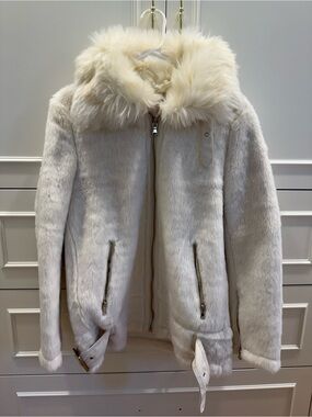 Cream Faux Fur Hooded Jacket